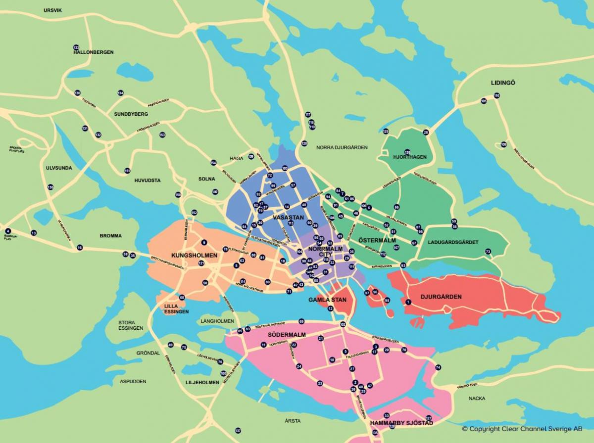 hartă a orașului cu bicicleta hartă Stockholm