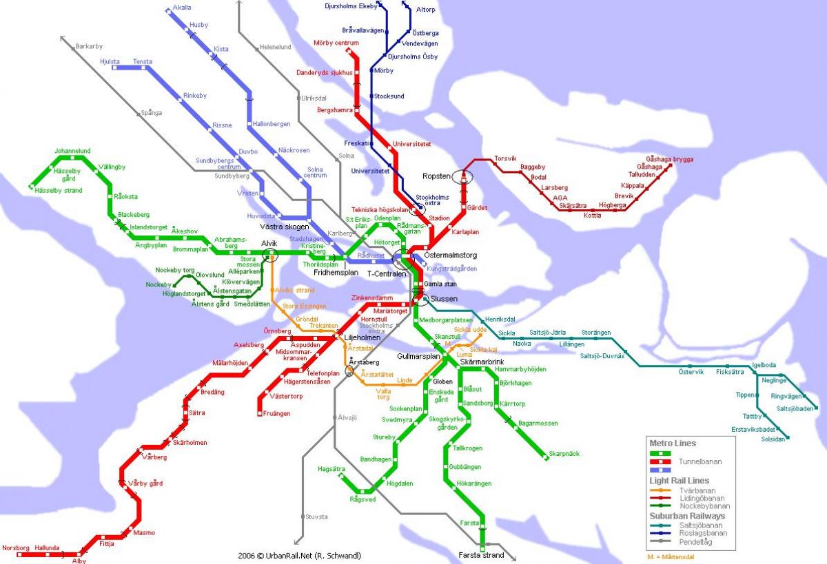 harta metrou din Stockholm, Suedia