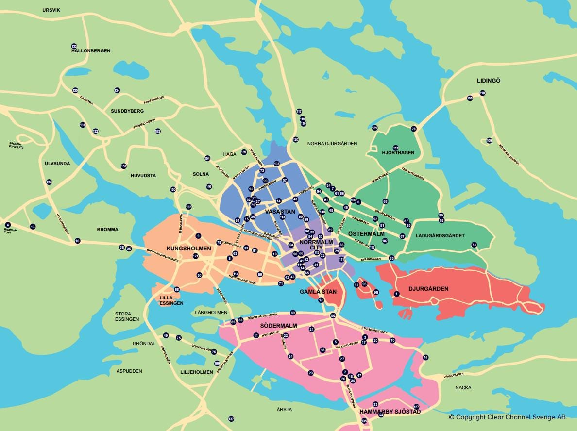 hartă a orașului cu bicicleta hartă Stockholm