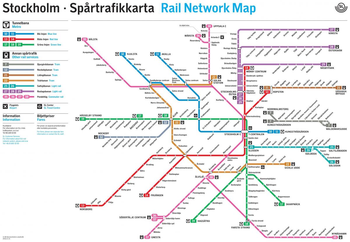 Stockholm, rețeaua feroviară hartă