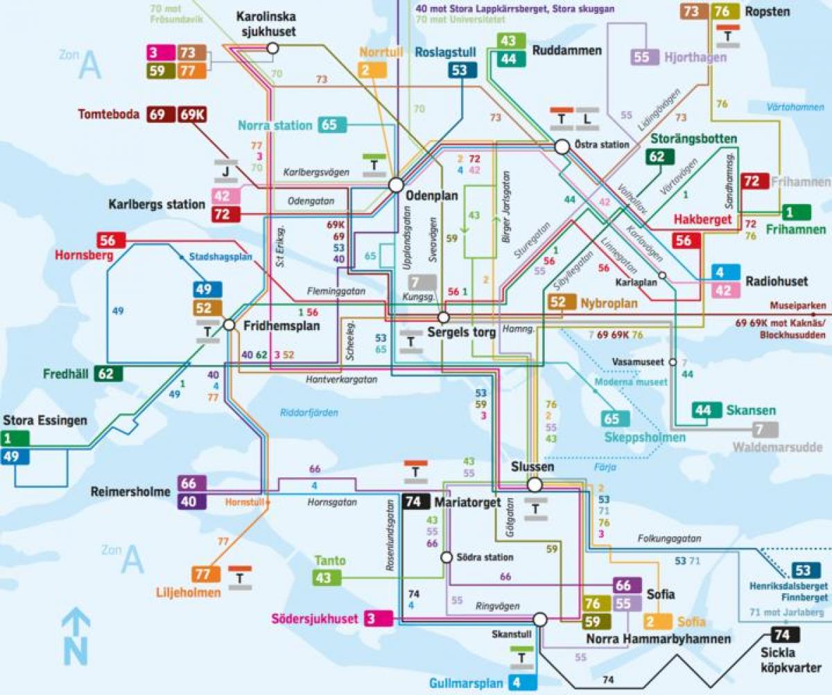 Stockholm linii de autobuz hartă