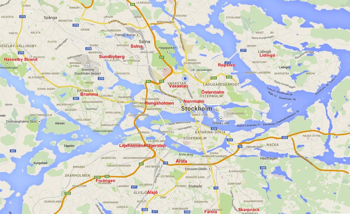 harta Stockholm cartiere