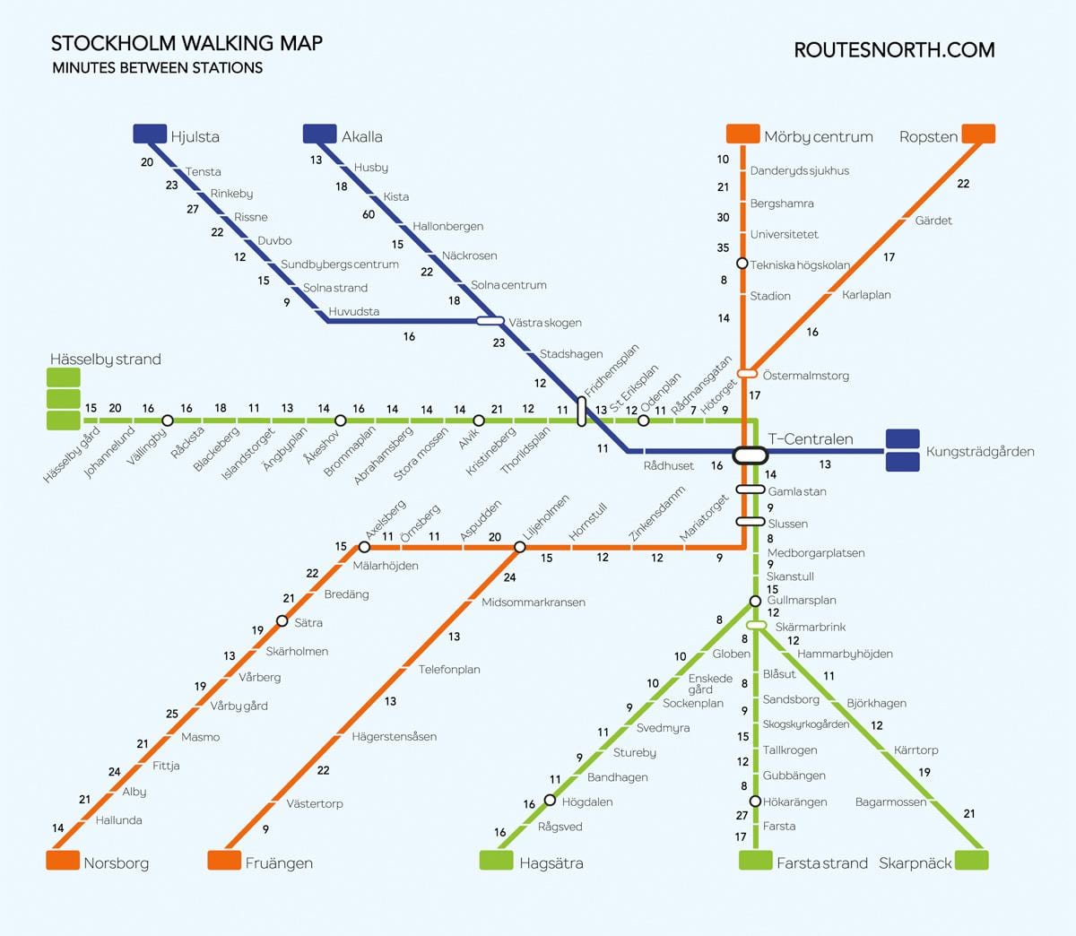 harta de la Stockholm de mers pe jos