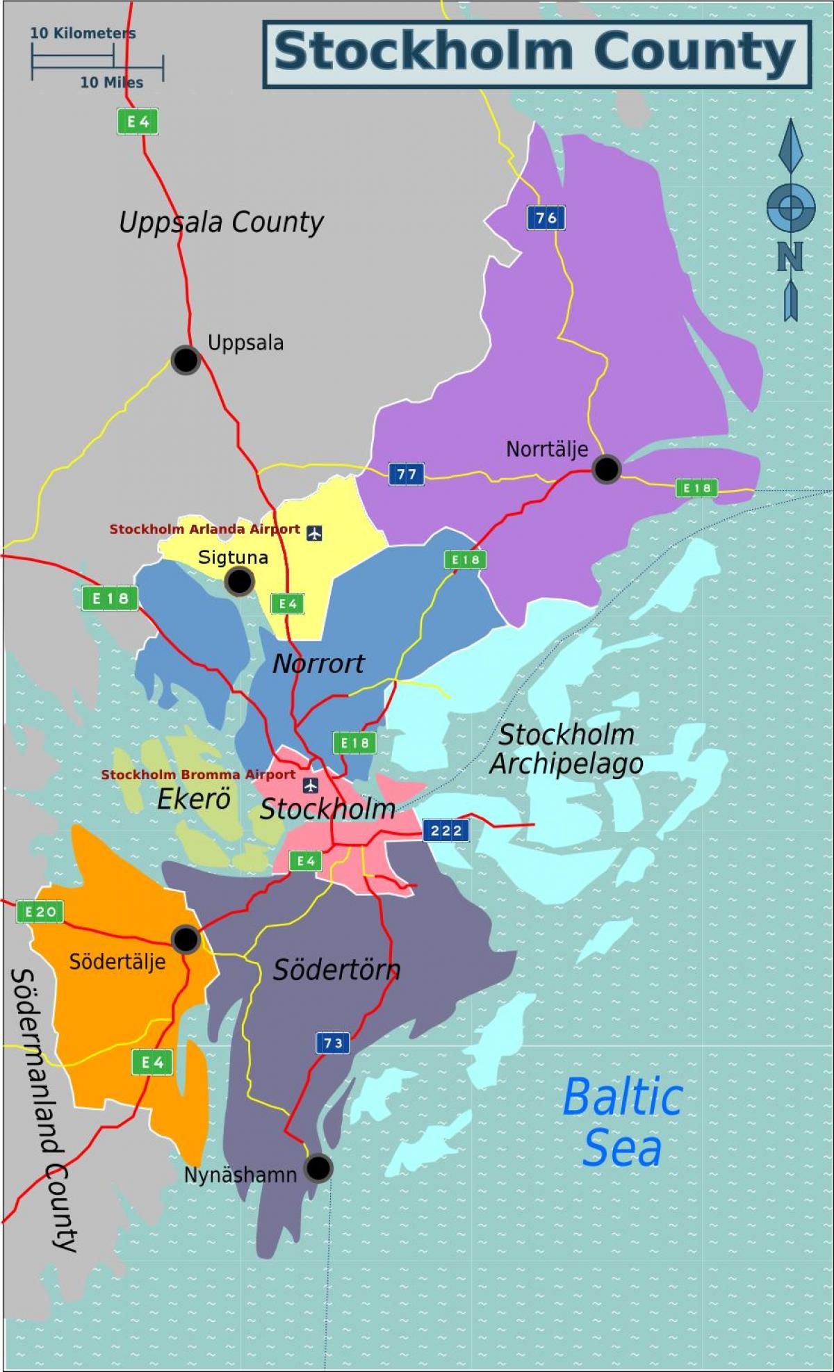 harta Stockholm suburbii